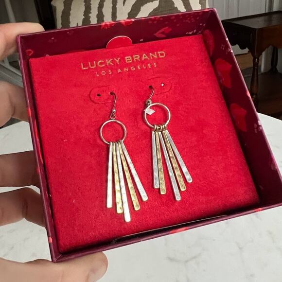 Lucky Brand Mixed Hammered Metal Dangly Earrings - Picture 2 of 4
